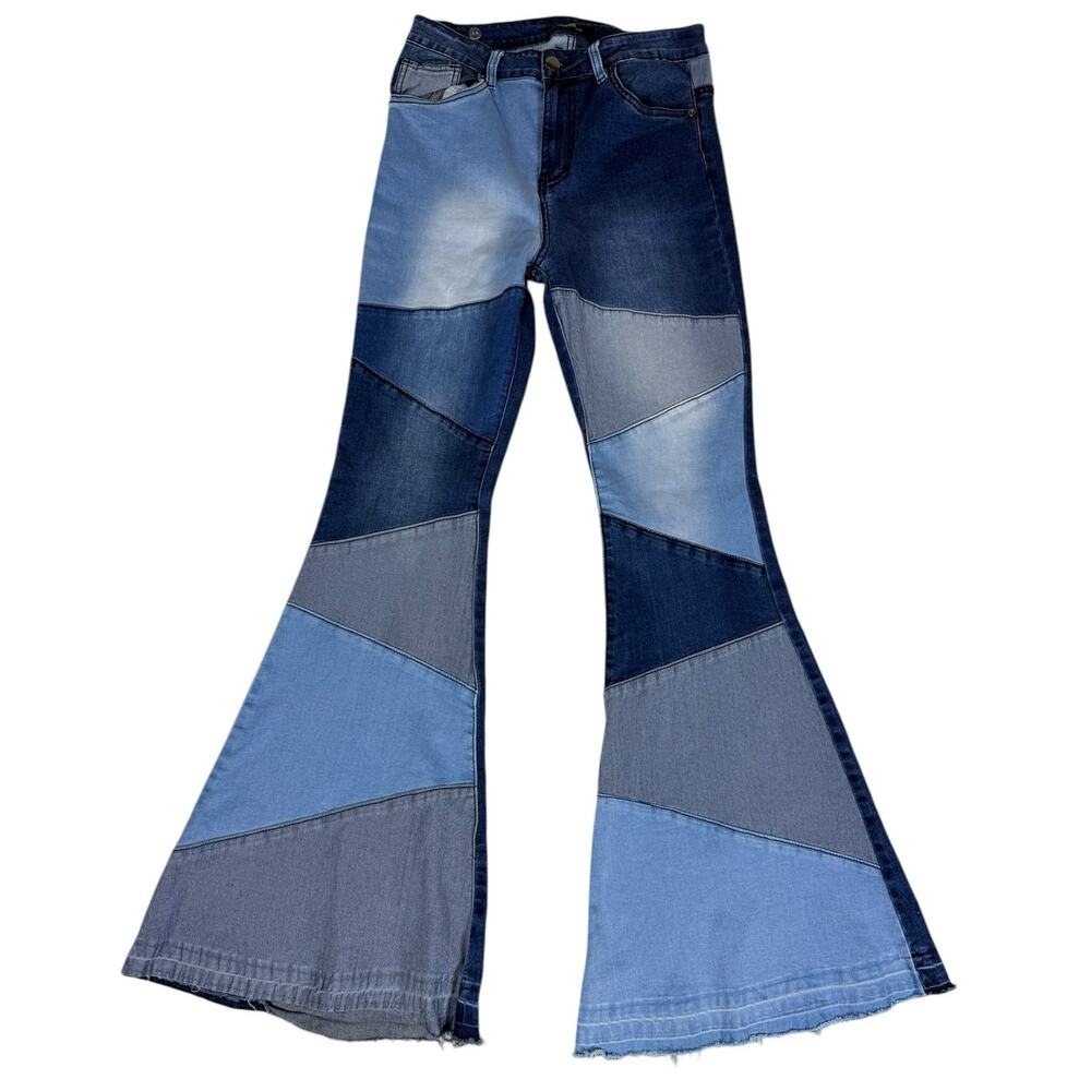 💙American Bazi Patchwork-Blue Flare Jeans💙